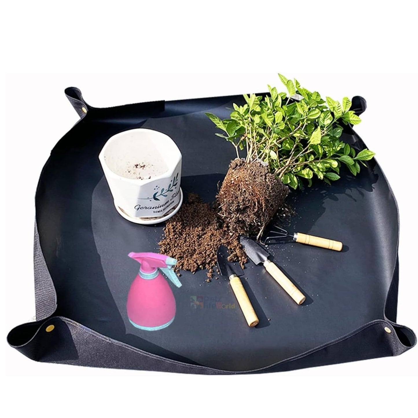 Petzlifewolrd 48 * 48 Cm (Black) Plant Transplanting Mat, Extra Thickened Stiffener, Portable Gardening Soil Changing and Watering Mat