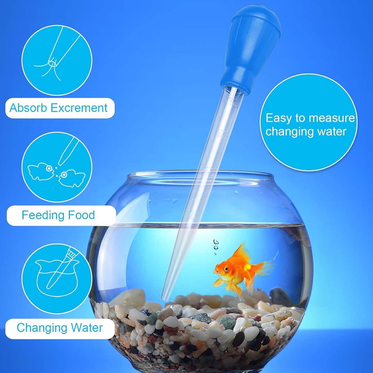 Petzlifeworld 30ml (Blue) Transparent Aquarium Manual Water Changer, Dropper, Waste Remover and Gravel Cleaning Straw