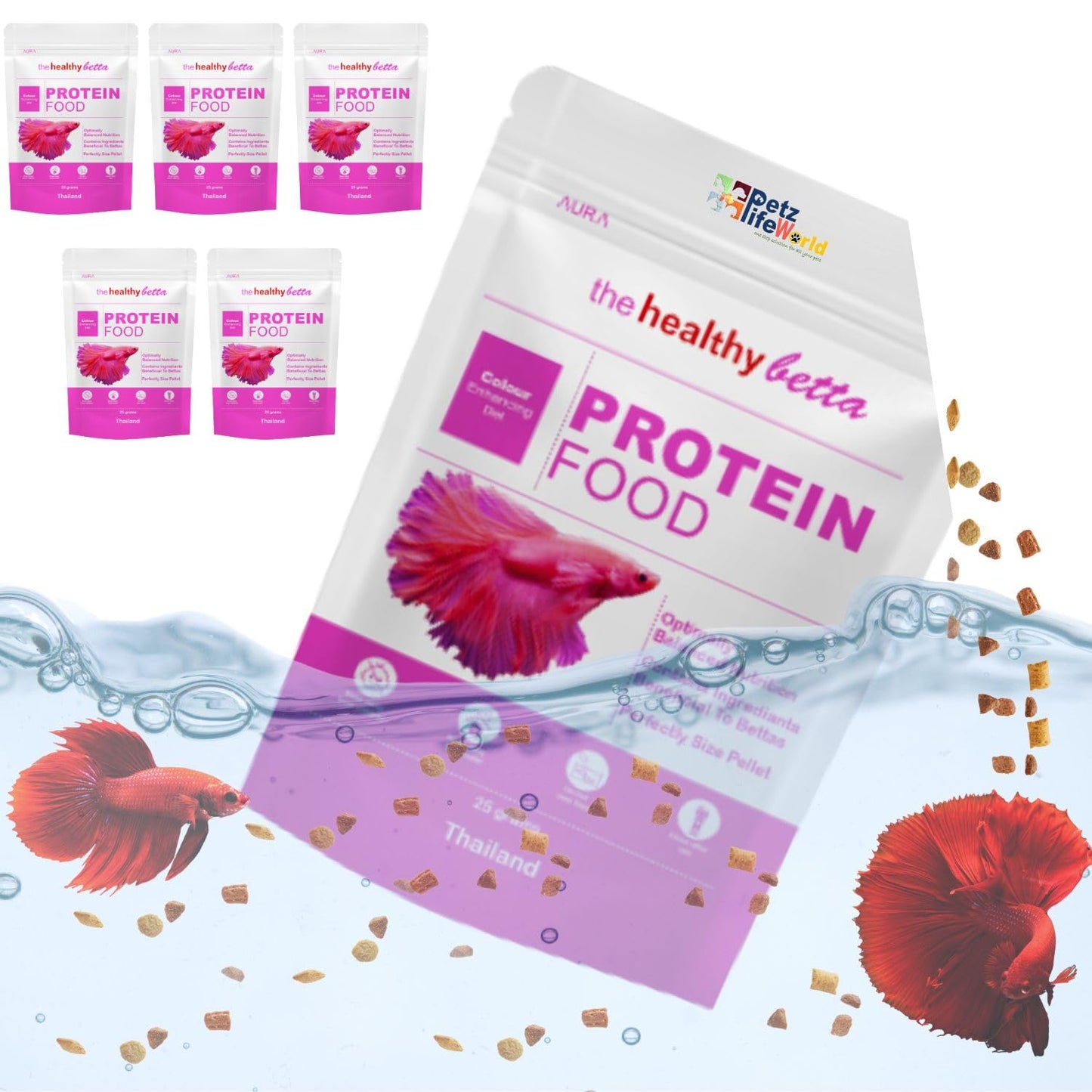 Aura The Healthy Betta Protein Food, 25G | Colour Enhancing Diet