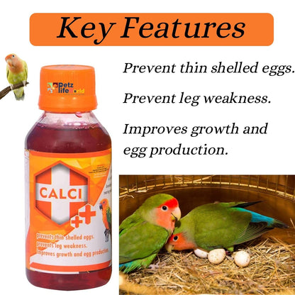 Birds Care Calci+ 30ML (Pack of 3) Oral Liquid Calcium Formula for All Birds Health Supplements