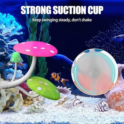 Petzlifeworld 1 Pcs Glowing Effect Betta Mushroom Hammock Soft Aquarium Rest Bed Fish Breeding Playing Pad with Suction Cup Silicone Ornament Decoration