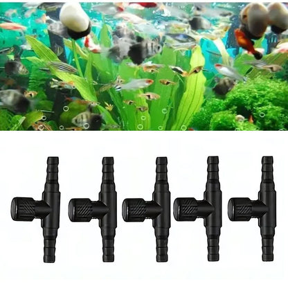 Petzlifeworld Aquarium (Black) Air Flow Control Valve T Shaped Single Way Plastic Air Flow Control Regulator