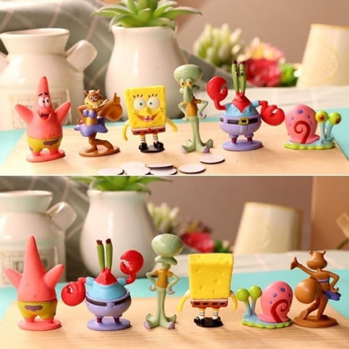 Petzlifeworld 6 Pcs Cute Spongebob Figure Model Aquarium Fish Tank Landscape Ornaments | Cute & Lifelike Ornaments for a Magical Underwater World