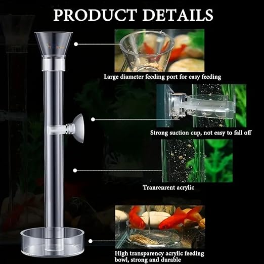 Petzlifeworld Aquarium Fish Shrimp Feeder Transparent Clear Glass Fish Feeder Tube with Suction Cup - Effortless & Clean Aquarium Feeding for Healthier Fish