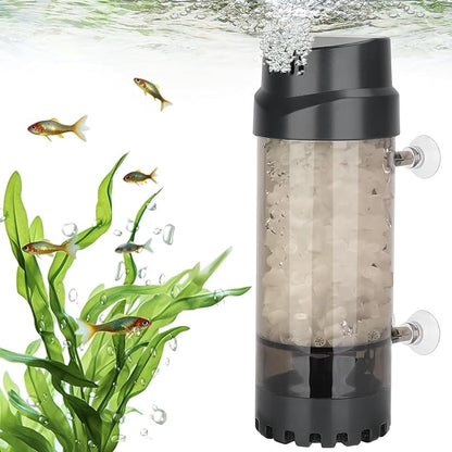 Nepall Aquarium Fluidized Moving Bed Filter, Fish Tank Bubble Bio Filter Media with Air Stone Dissolved Oxygen