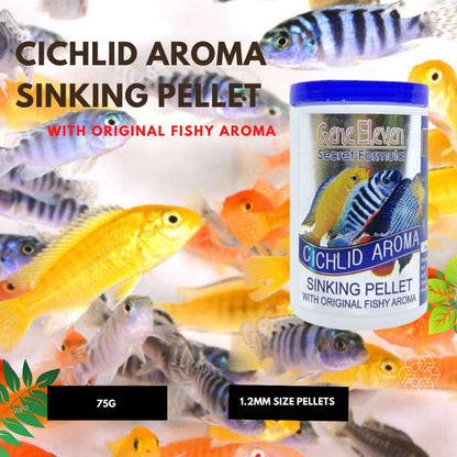 Aquatic Remedies Gene Eleven Cichlid Aroma, 75G | Sinking Pellet with original fishy aroma