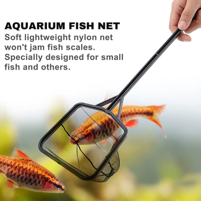 Petzlifeworld 60Cm Black Long Handle Floating Plastic Aquarium Fish Catching Net for Fish Tank