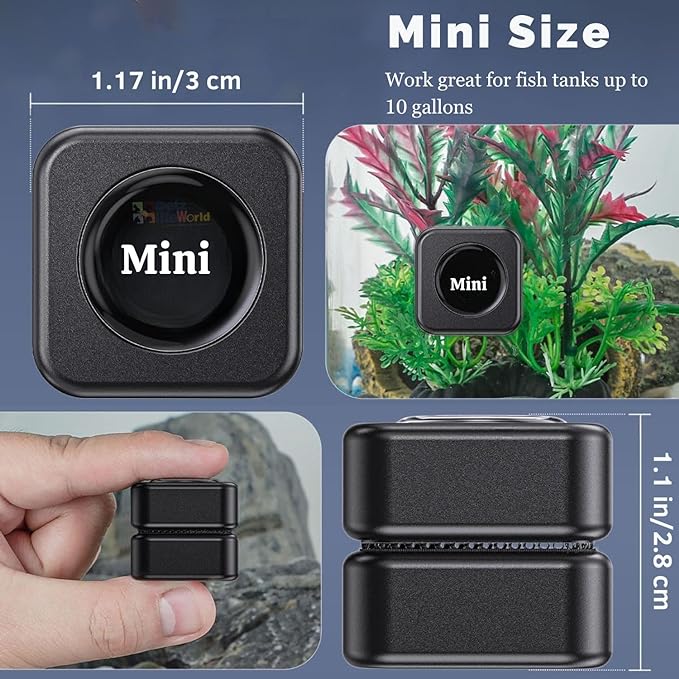 Petzlifeworld  Aquarium (Black) Mini Square Magnetic Brush Fish Tank Glass Cleaner | Suitable for 6-8 MM Thickness Glass