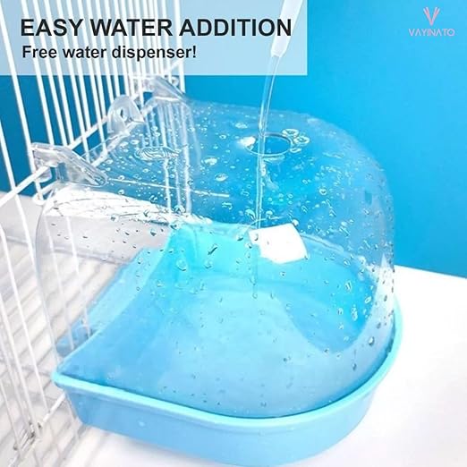 Petzlifeworld Transparent Bird Bath Tub with Standing Perch for Birds Cage Small Birds Bathing Box (Random Color) Clear PC Material