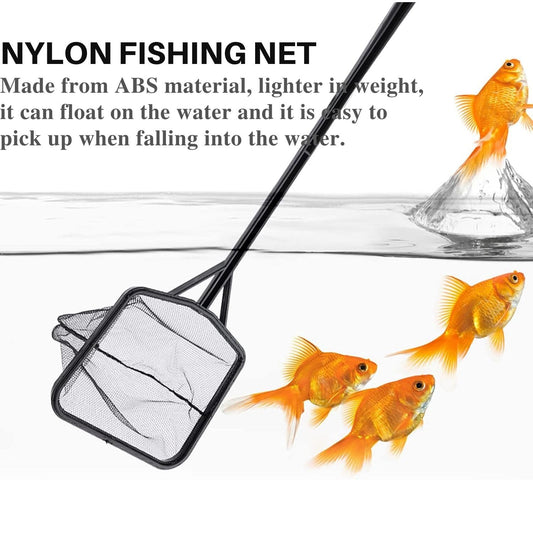 Petzlifeworld 60Cm Black Long Handle Floating Plastic Aquarium Fish Catching Net for Fish Tank