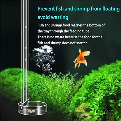 Petzlifeworld Aquarium Fish Shrimp Feeder Transparent Clear Glass Fish Feeder Tube with Suction Cup - Effortless & Clean Aquarium Feeding for Healthier Fish