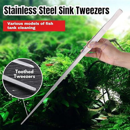 Petzlifeworld 2 in 1 (Straight Tweezers & Tip Bend Tweezer) Aquarium Tank Aquascaping Tools Stainless Steel Aquatic Plants Tweezers