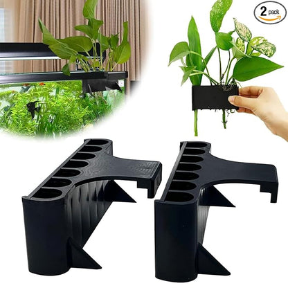 VAYINATO® 5 Hole Aquarium Fish Tank Water Plant and Indoor Money Plastic Plant Holder Hydroponics Plastic Pot | Decoration Plant Hanging Cups (Black) by Petzlifeworld