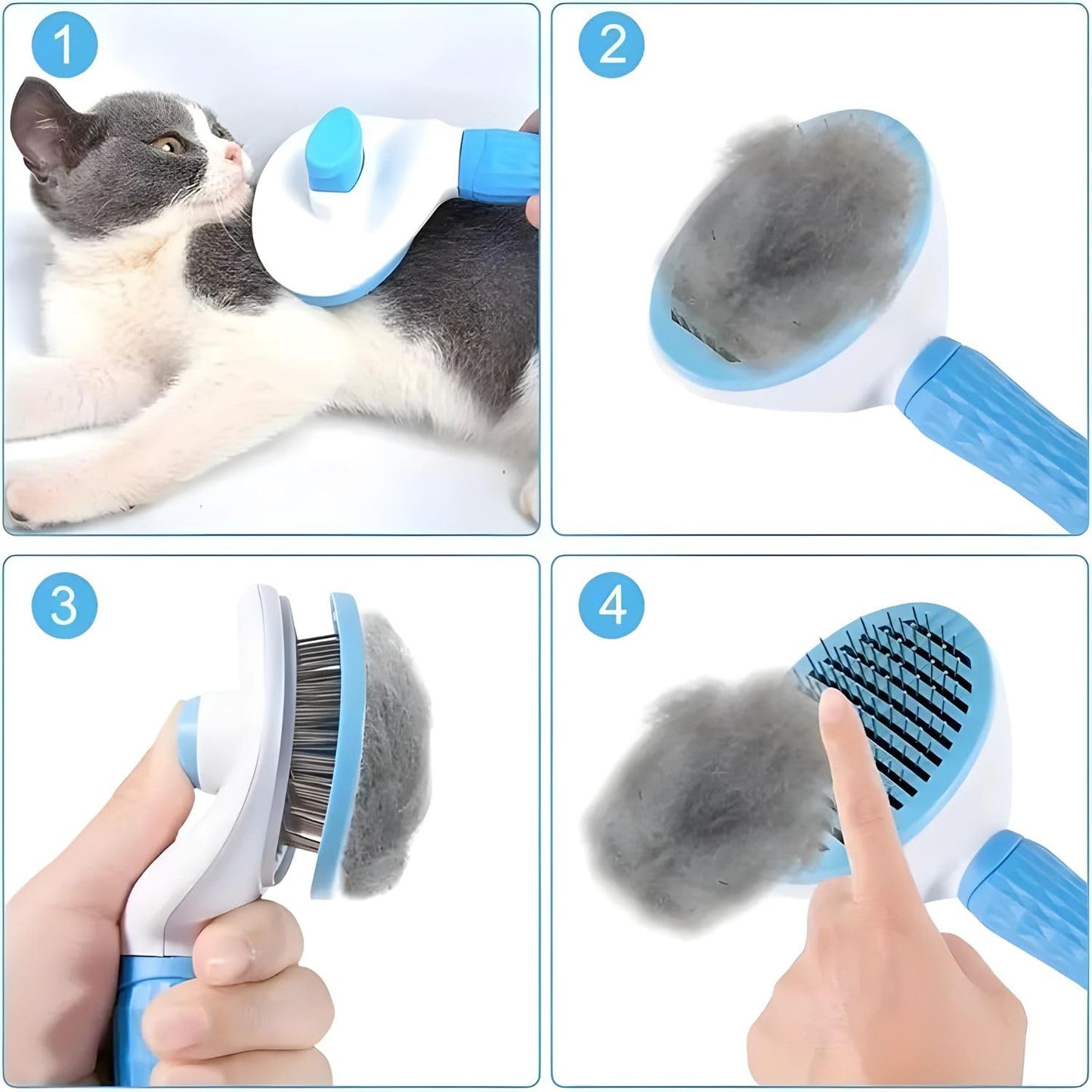 PetzLifeworld One Click Self-Cleaning Smooth Brush, Dog Cat Rabbit Pet Grooming Shedding Brush