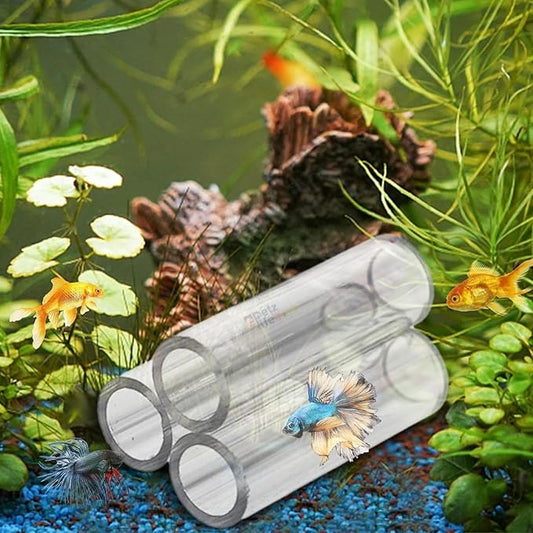 Petzlifeworld Three Hole Acrylic Shrimp,Pleco Fish Hiding Breeding Cave for Fish Tank Decoration | Reduce Stress and Encourage Spawning | Transparent | 3 * 5 * 3 CM
