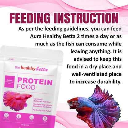 Aura The Healthy Betta Protein Food, 25G | Colour Enhancing Diet