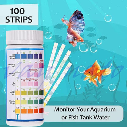 Petzllifeworld 6 in 1 Aquarium (100 Strips) Test Strips for Freshwater Saltwater | Quick and Accurate | Pond, Fish Tank and Swimming Pool