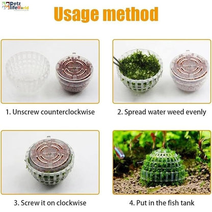 Petzlifeworld 2 Pcs Plastic Hemisphere Moss Ball Aquarium Decor, The Perfect Decoration for an Aquarium Fish Tank