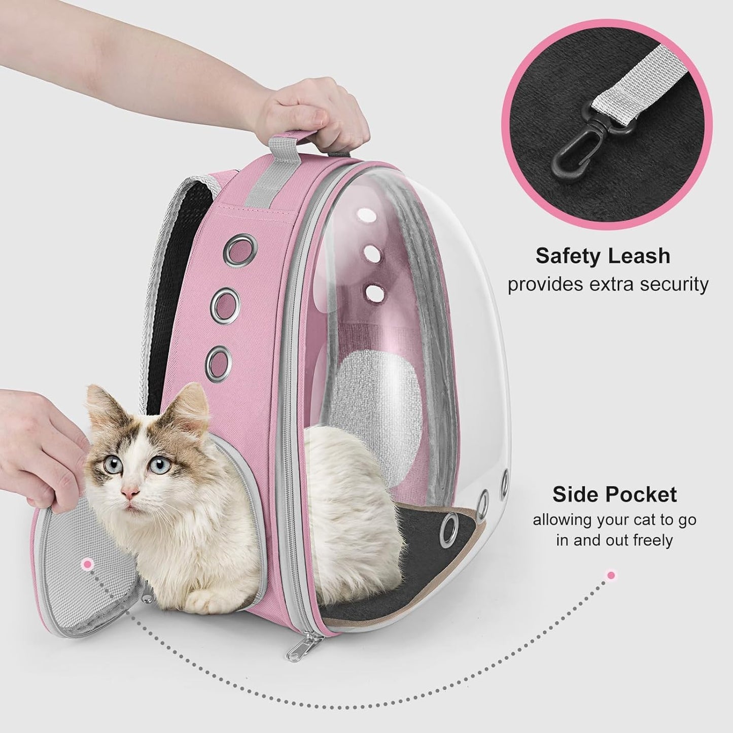 PetzlifeWorld Transparent Portable Pet Backpack Travel Carrier, Convenient Travel for Small Dog and Cat