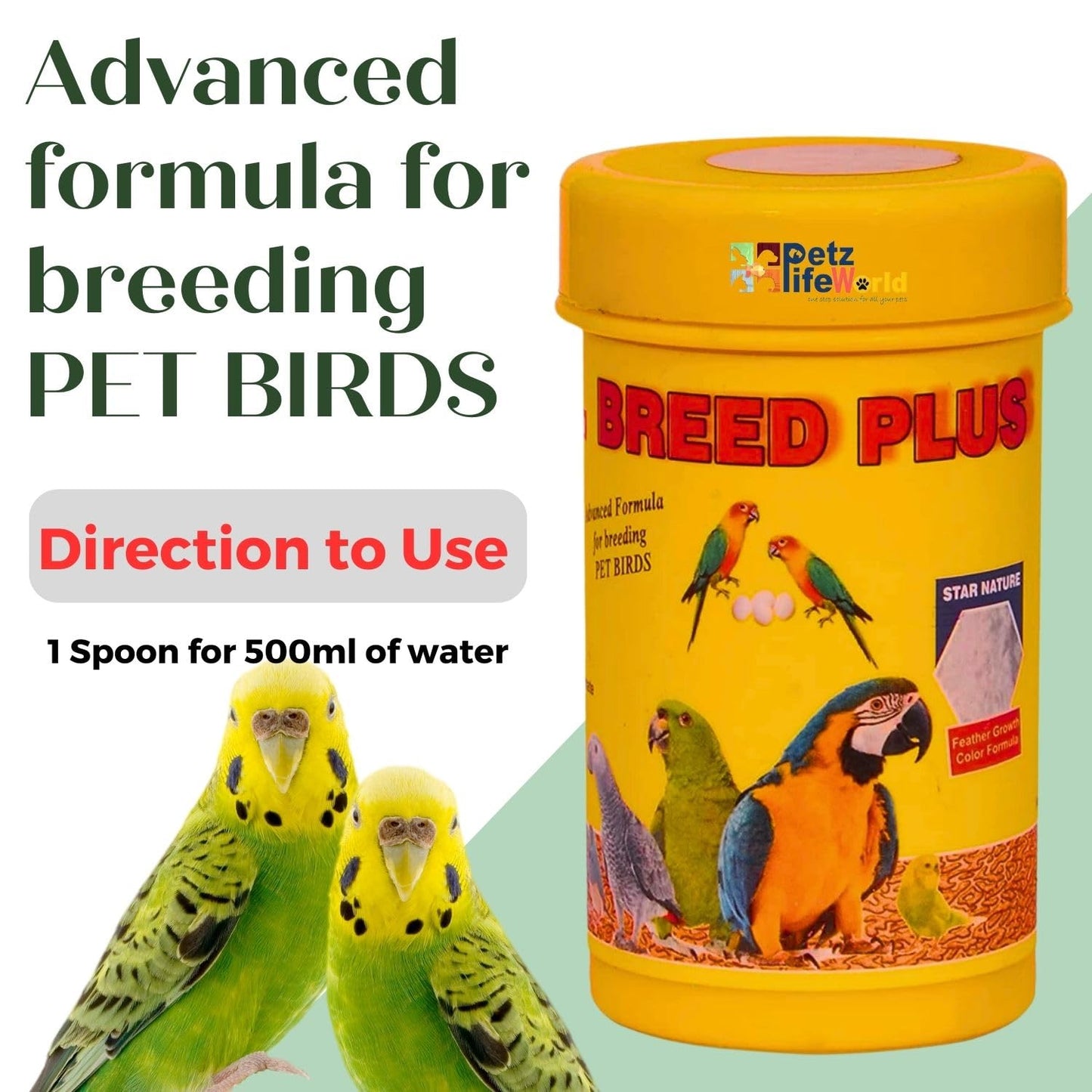 Breed Plus Birds Health Supplement, 50g Advanced Formula for Breeding Pet Birds