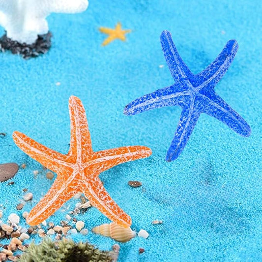 Petzlifeworld 2 Pcs Resin Starfish Aquarium Decoration Multi-Colored Aquarium Artificial Starfish(Random Colour Only)