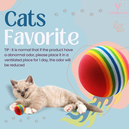 Petzlifeworld EVA Rainbow Ball Pet Toy, Non-Toxic Solid Dog&Cat Toy, Durable Chew Toy for All Breeds