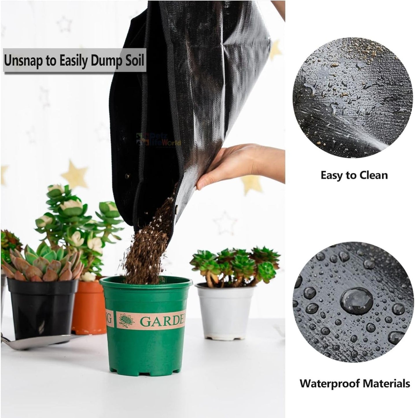 Petzlifewolrd 48 * 48 Cm (Black) Plant Transplanting Mat, Extra Thickened Stiffener, Portable Gardening Soil Changing and Watering Mat