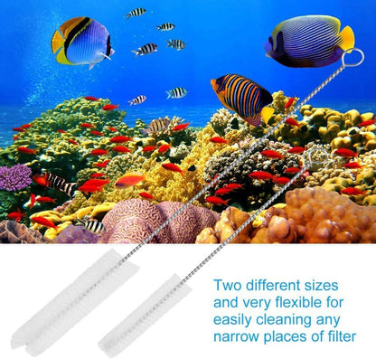 PetzLifeworld 2 Pcs White Nylon Aquarium Filter and Tube Hose Cleaning Brush