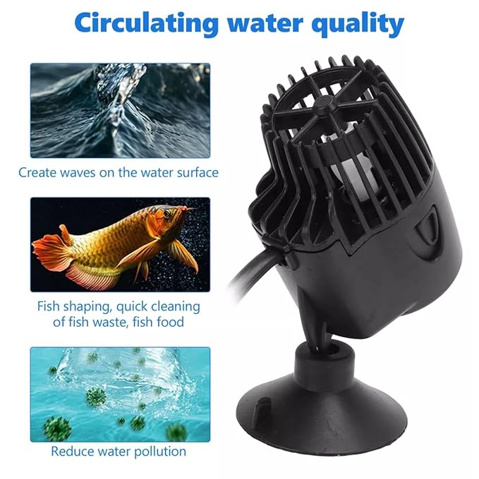 Petzlifeworld 360 Degree Rotating Single Head Aquarium Super Wave Maker (XL-100M | 6W | 3000L/H | Fit for 2 Feet Tank)