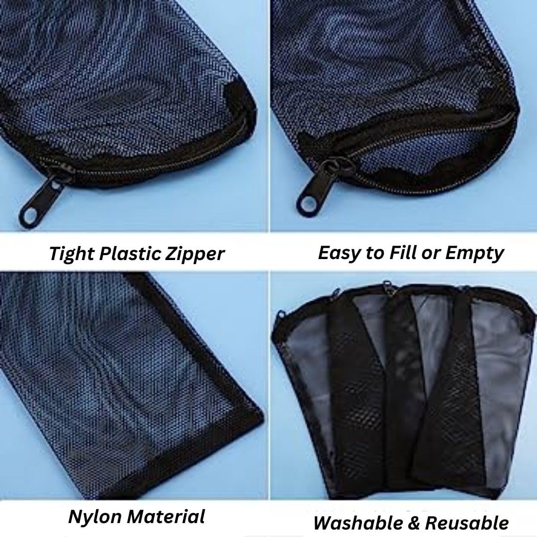 Petzlifeworld 1Kg Filter Media Bag 5 Pcs (Black) Aquarium Mesh Nylon Filter Media Net Bags with Zipper