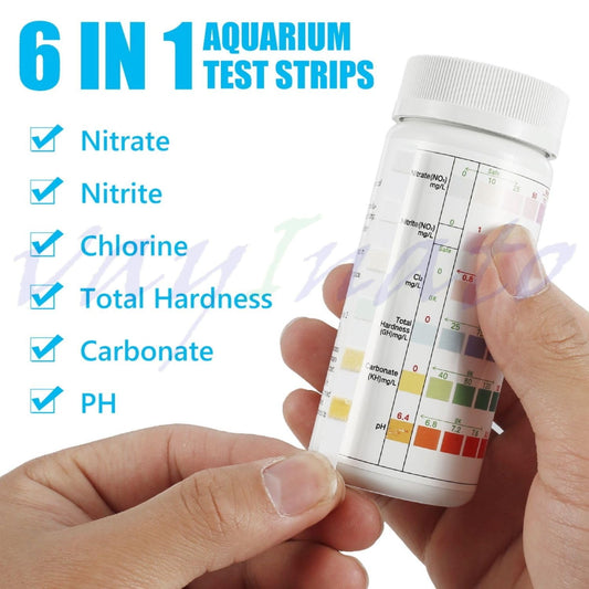 Petzllifeworld 6 in 1 Aquarium (100 Strips) Test Strips for Freshwater Saltwater | Quick and Accurate | Pond, Fish Tank and Swimming Pool