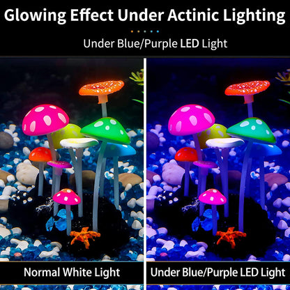 Petzlifeworld Glowing Effect Artificial Mushroom Aquarium Plant Decor Ornament Decoration for Fish Tank Landscape