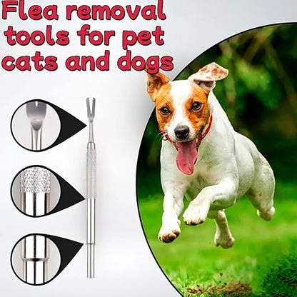 2 Pcs Stainless Steel Pet Tick Removal Tool for Cats and Dogs, High Hardness V-Shaped Head, Can Be Used at Home Or Outdoors | Removing Fleas, Ticks, Dog Lice