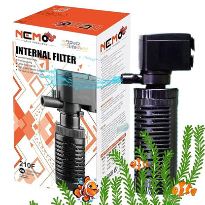 Nemo 4 In 1 Submersible Aquarium Internal Filter | 210F | 4 Watts | 400 L/Hr | Ultra Silent Fast and Effective Filtration For Fish Tank | Upto 1.5 Feet Tank