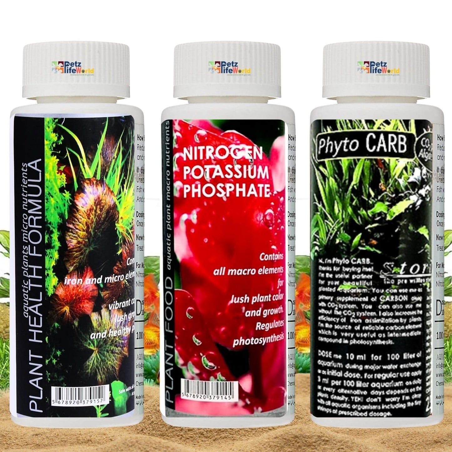 Aquatic Remedies (Pack of 3) Plant Health Formula-120ml & Plant Food-120ml & Phytocarb-100ml For Aquarium Planted Tank