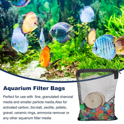 Petzlifeworld 1Kg Filter Media Bag 5 Pcs (Black) Aquarium Mesh Nylon Filter Media Net Bags with Zipper