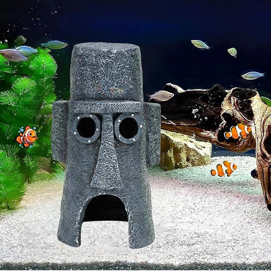 Petzlifeworld Spongebob Squidward's House Fish Hiding Cave for Fish Tank Decoration | Non-Toxic and Safe for Both Fish and Aquatic Plants Perfect for Fresh & Saltwater Tanks