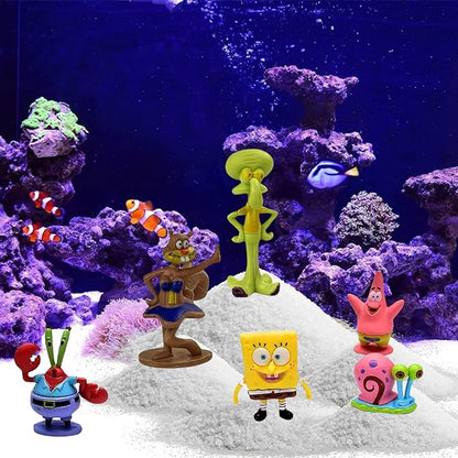 Petzlifeworld 6 Pcs Cute Spongebob Figure Model Aquarium Fish Tank Landscape Ornaments | Cute & Lifelike Ornaments for a Magical Underwater World