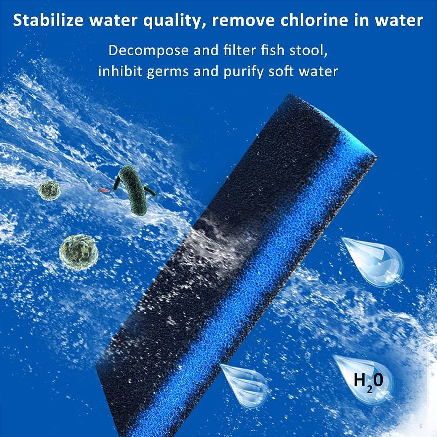 Petzlifeworld (2 Pcs) 50 * 11 * 2 Cm Activated Carbon Infused Blue Bio Chemical Sponge Filter Pad Media for Aquarium Top Filter