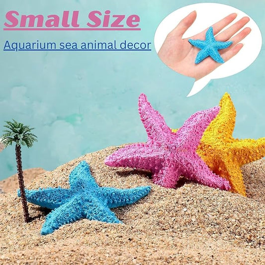 Petzlifeworld 2 Pcs Resin Starfish Aquarium Decoration Multi-Colored Aquarium Artificial Starfish(Random Colour Only)