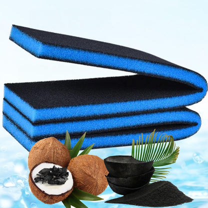 Petzlifeworld (2 Pcs) 50 * 11 * 2 Cm Activated Carbon Infused Blue Bio Chemical Sponge Filter Pad Media for Aquarium Top Filter