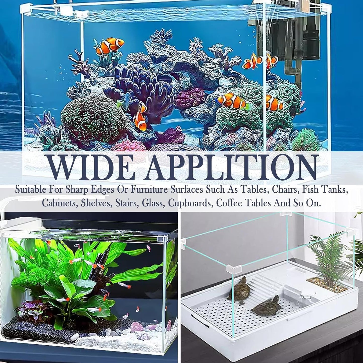 Petzlifewolrld 4pcs Clear, Durable Fish Tank Corner Protector, Transparent Triangle Anti-Collision Protective Cover