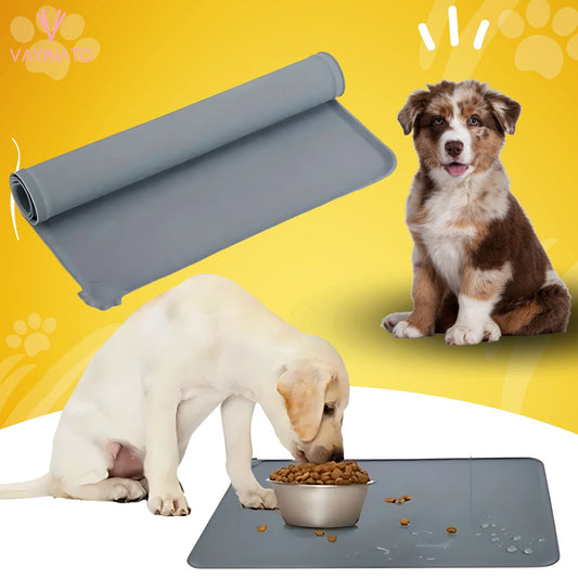 Petzlifeworld Pet Paw Print Feeding Mat with Raised Edges (30 * 48 cm) for Cats & Dogs (Random Color)