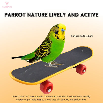 Petzlifeworld Bird Toys Parrot Toys Funny Intelligence Skateboard Toy Stand Perch Toy for Parakeet Cocktails Bird Training Accessories