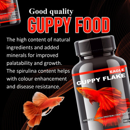 Eagle Guppy Flakes, 100ML | Breeding | High Protein | Fast Growth