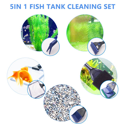 petzlifeworld 5 in 1 Aquarium Cleaning and Maintenance Kit with Fish Net/Algae Scrapper