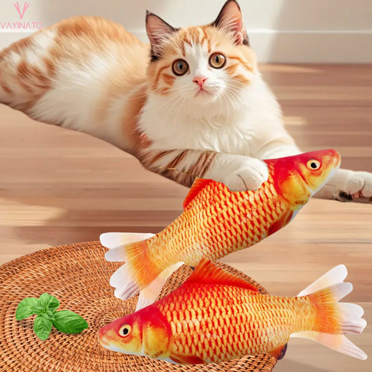 Petzlifeworld 2pcs Realistic Gold Fish Plush Chew Toys for Cats | Soft, Durable Chew & Teething Toys for Small Breeds