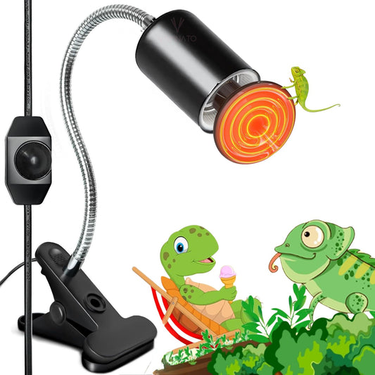 Petzlifeworld Infrared Ceramic Heat Emitter Reptile Heat Lamp with Black Holder