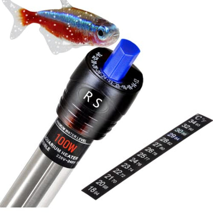 RS Electricals Break Proof Stainless Steel Rod Aquarium Fish Tank Heater with Free Sticker Thermometer (500 Watts Suitable Upto 6 Feet Tank)