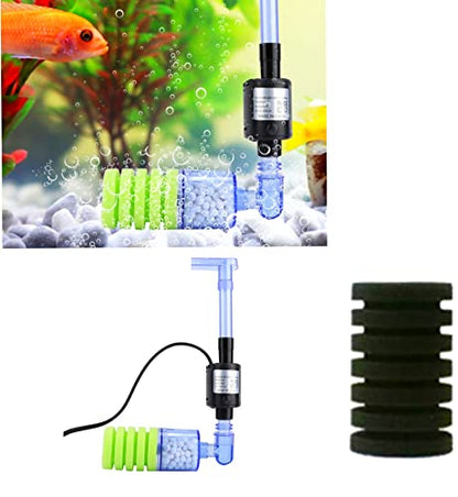 Xinyou XY-2900 Aquarium Green Sponge Filter with Pump and Bio Filter Media  | 5W | 450L/H | Single Horizontal Sponge)